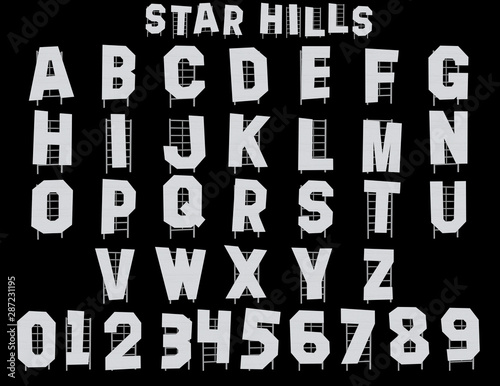 Obraz na plátně Star Hills Alphabet - 3D Illustration