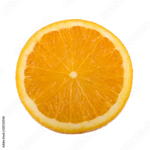half of fresh orange  lemon isolated on white background