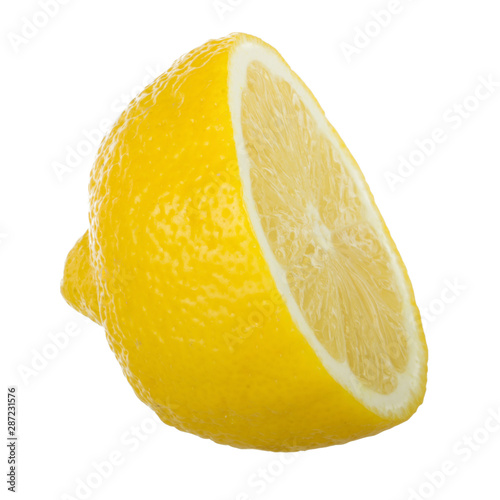 half of fresh lemon isolated on white background
