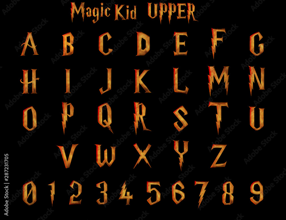 Fototapeta premium Magic Kid Fantasy Alphabet - ilustracja 3D