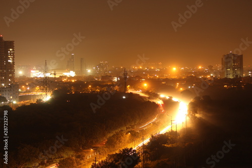 A busy city at night time at India greater Nodia