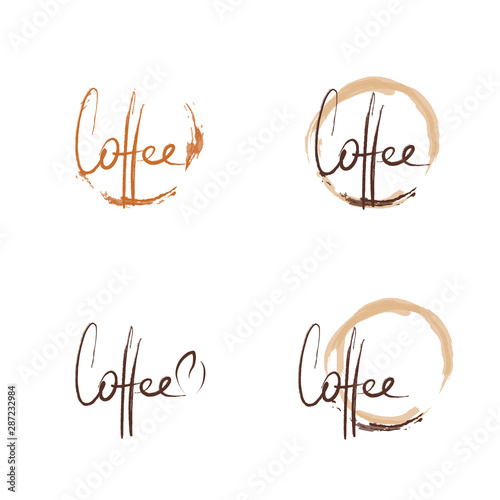 Coffee stains. Trace of coffee cup. Hand-drawn and calligraphic design elements. Vector