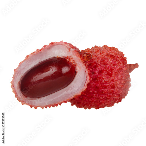 half of  lychee isolated on white background