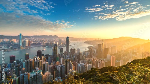 4K Time lapse view of Victoria Harbor, Hong Kong city  photo