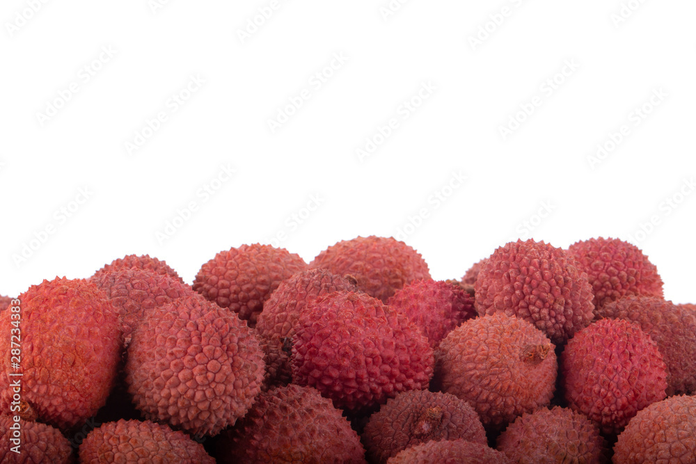 heap of lychees isolated on white background heap of lychees isolated on white background