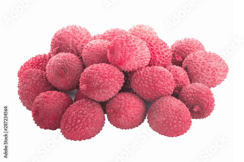 heap of lychees isolated on white background