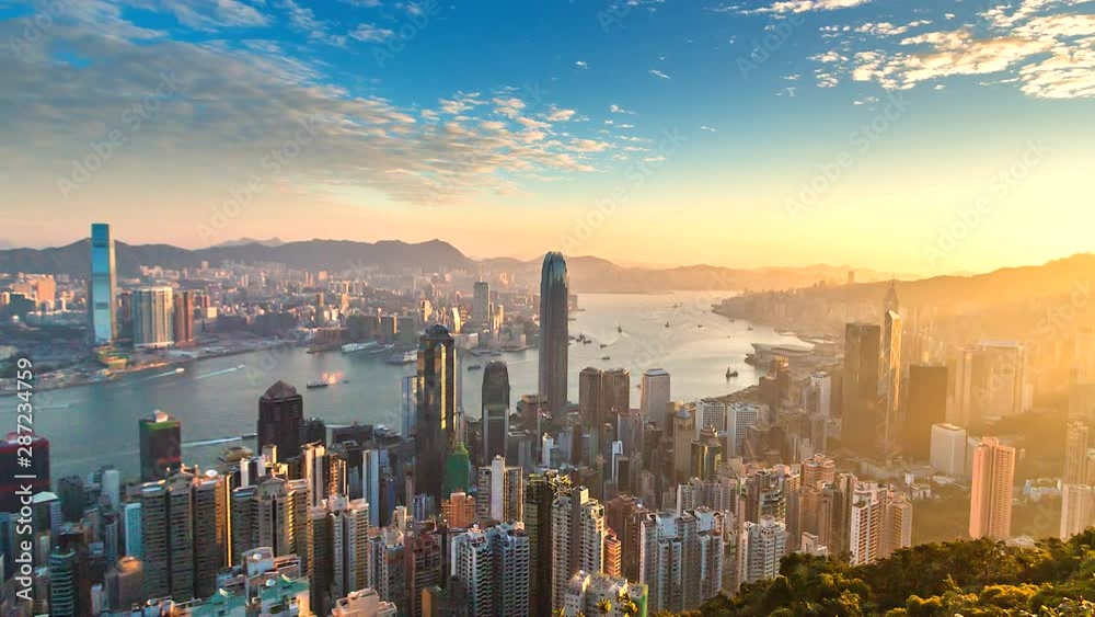 4K Time lapse view of Victoria Harbor, Hong Kong city 