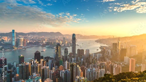 4K Time lapse view of Victoria Harbor, Hong Kong city 