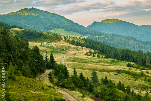 beautiful landscape of mountain range and meadows © Mykhailo