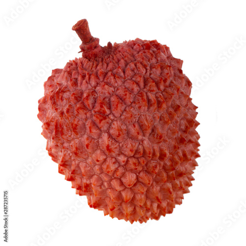 single lychee isolated on white background
