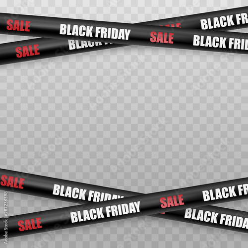 Black tape isolated on transparent background. Black Friday Sale . Vector illustration