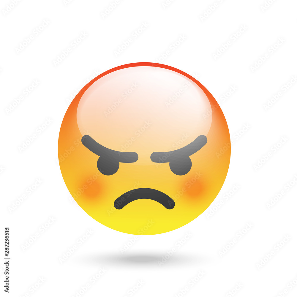 Angry high quality 3d vector round yellow cartoon bubble emoticon for social media and chat comment reactions. Vector illustration Angry high quality 3d vector round yellow cartoon bubble emoticon for social media and chat comment reactions. Vector illustration