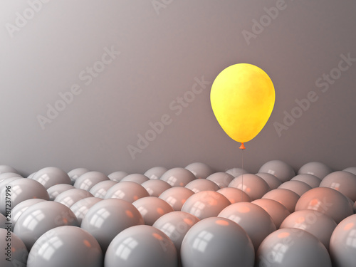 Foto One glowing balloon like moon shining in the dark night isolated above other dim