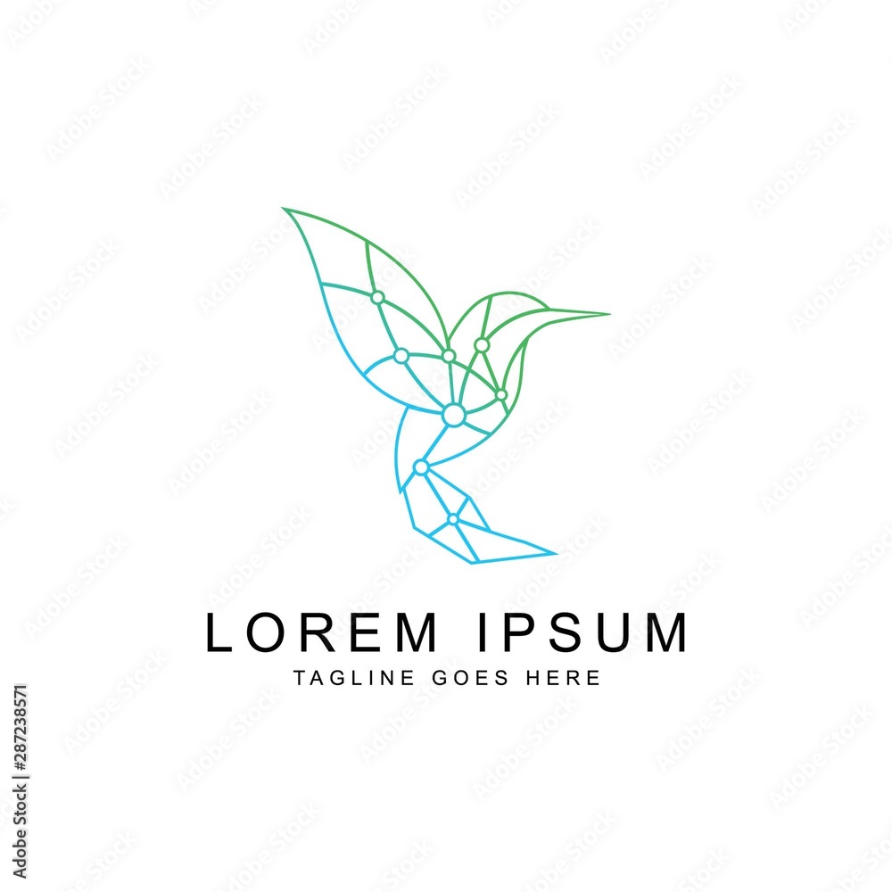 Obraz premium bird and technology logo template