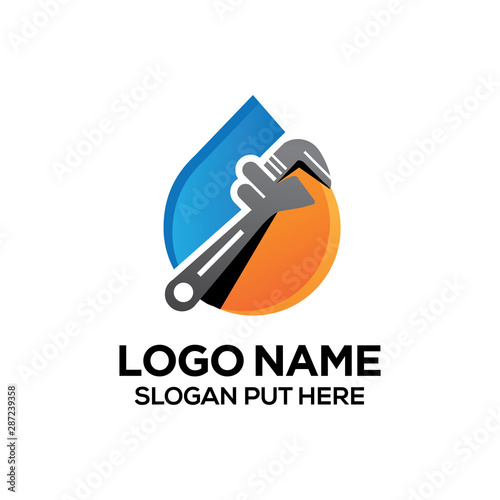 Plumbing and heating logo design template vector 