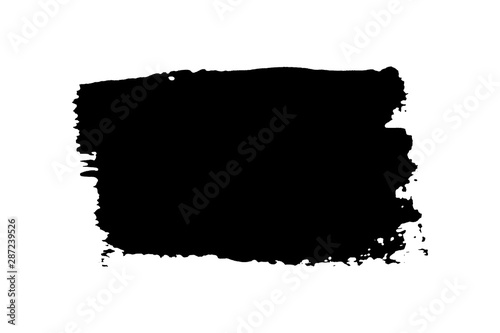 Brush stroke isolated on white background. Black paint brush. Grunge texture stroke line. Art ink dirty design. Border for artistic shape, paintbrush element. Brushstroke graphic. Vector illustration