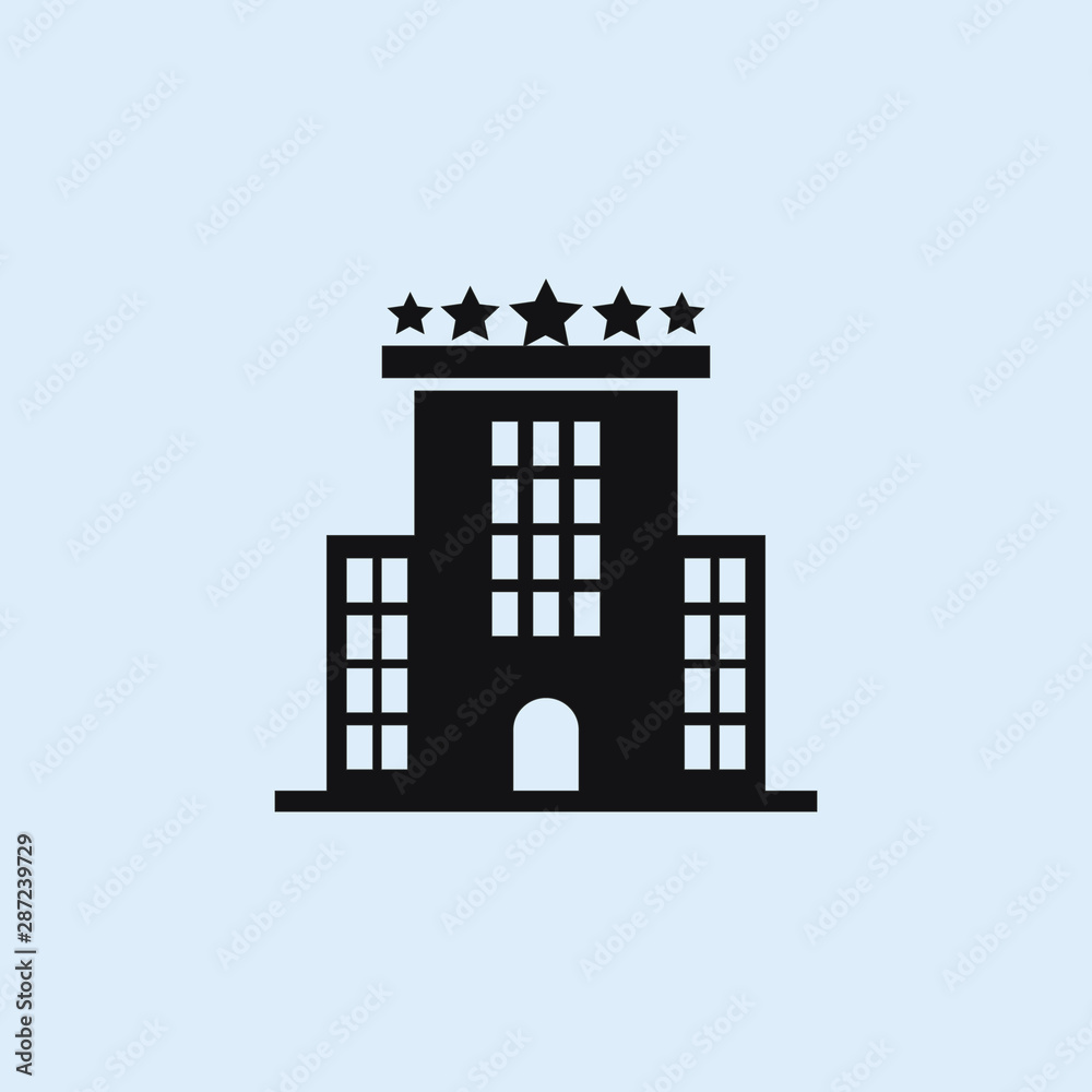 hotel building flat icon. Elements of buildings illustration icons. Signs, symbols can be used for web, logo, mobile app, UI, UX on sky background