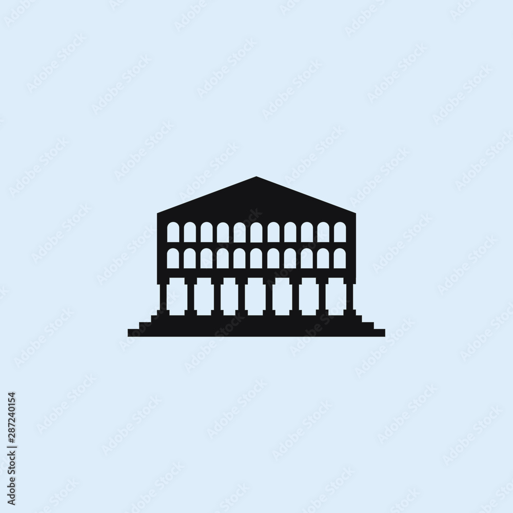 administration building flat icon. Elements of buildings illustration icons. Signs, symbols can be used for web, logo, mobile app, UI, UX on sky background