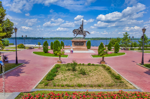 Samara, Russia - July 11, 2019: Monument dedicated to the main founder of the city and the first voivode Prince Gregory Zasekin on the quay of Volga river photo