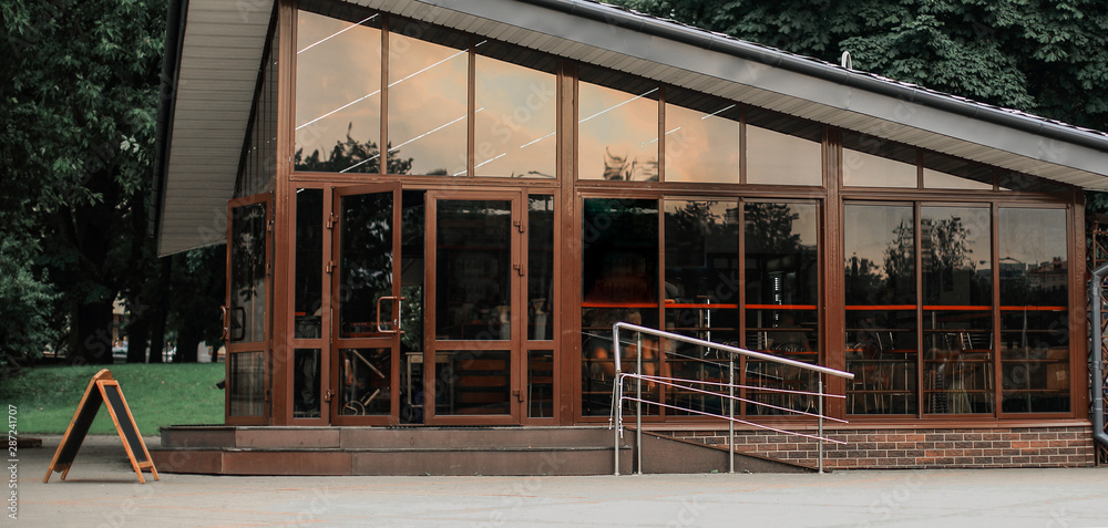 close up. small bistro in the city Park