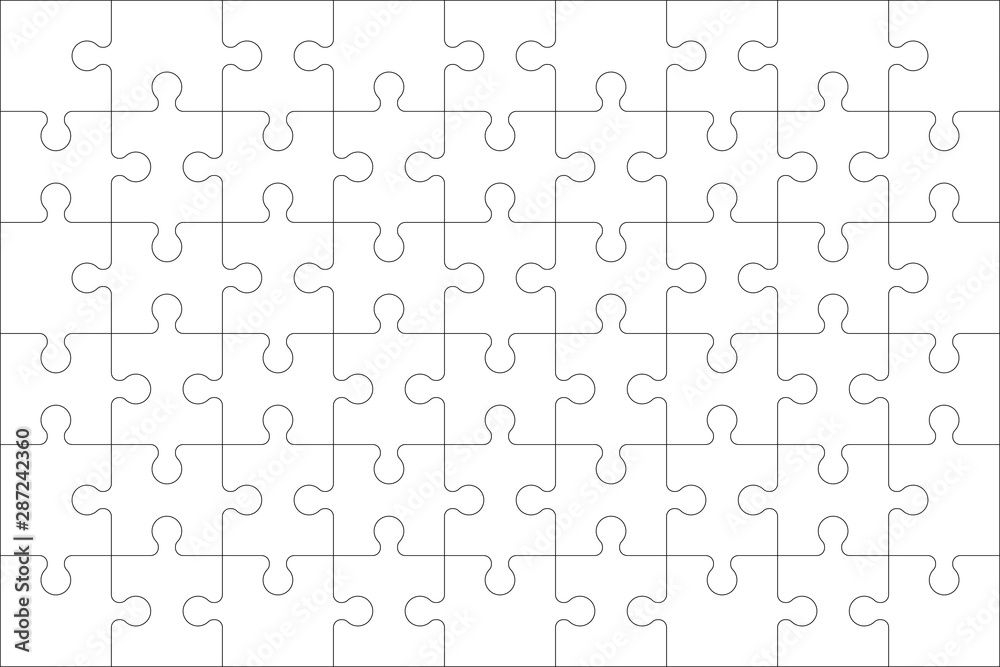 Puzzles blank template with linked rectangle grid. Jigsaw puzzle