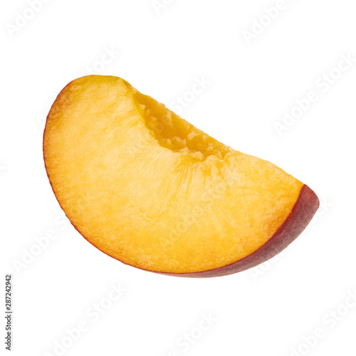 slice fresh peach isolated on white background