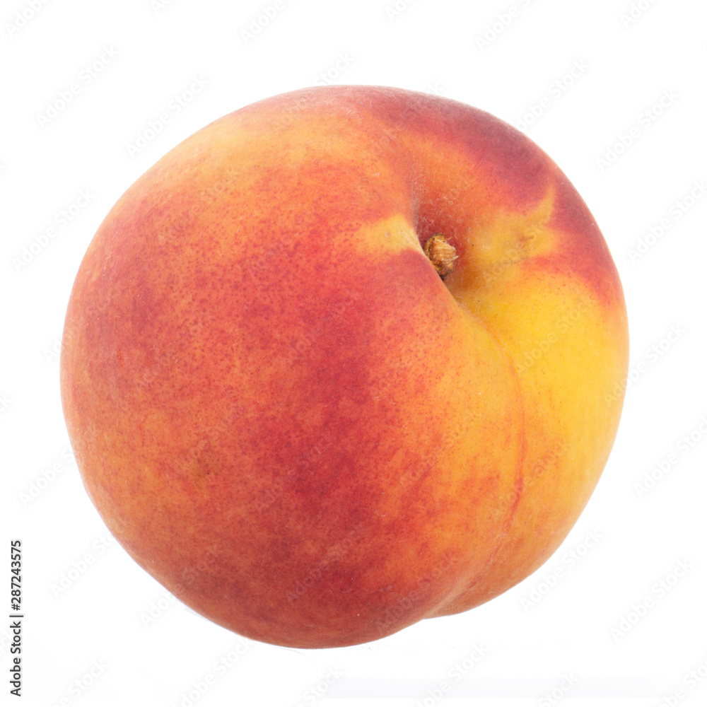 single fresh peach isolated on white background single fresh peach isolated on white background