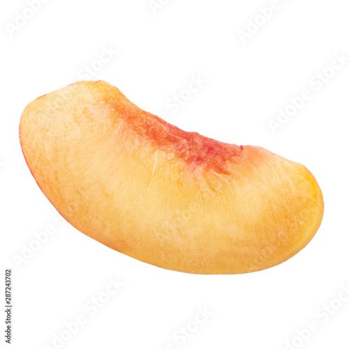 slice fresh peach isolated on white background