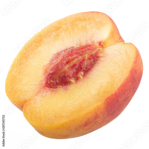 half fresh peach isolated on white background