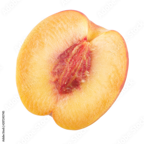 half fresh peach isolated on white background