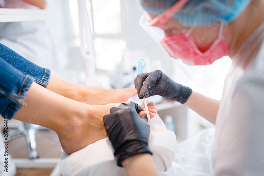 Beautician salon, pedicure, clean procedure Beautician salon, pedicure, clean procedure