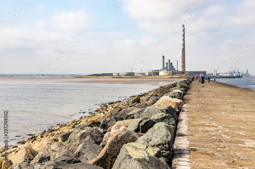 Photography Poolbeg lighthouse path and Power plant in Dublin port