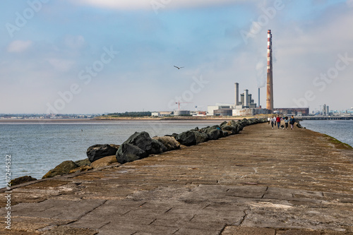 Photography Poolbeg lighthouse path and Power plant in Dublin port