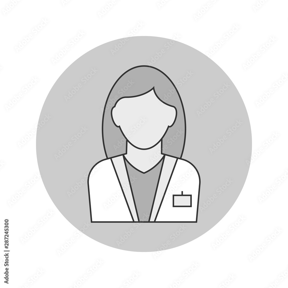 Woman doctor avatar outline icon on white background
