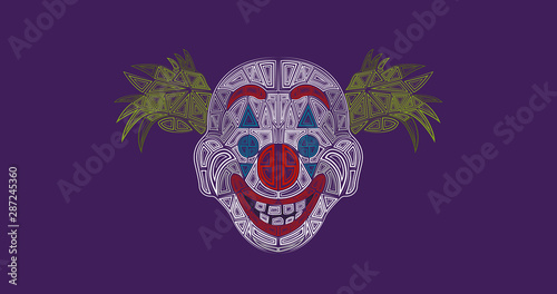 Clown mask illustration abstract design background