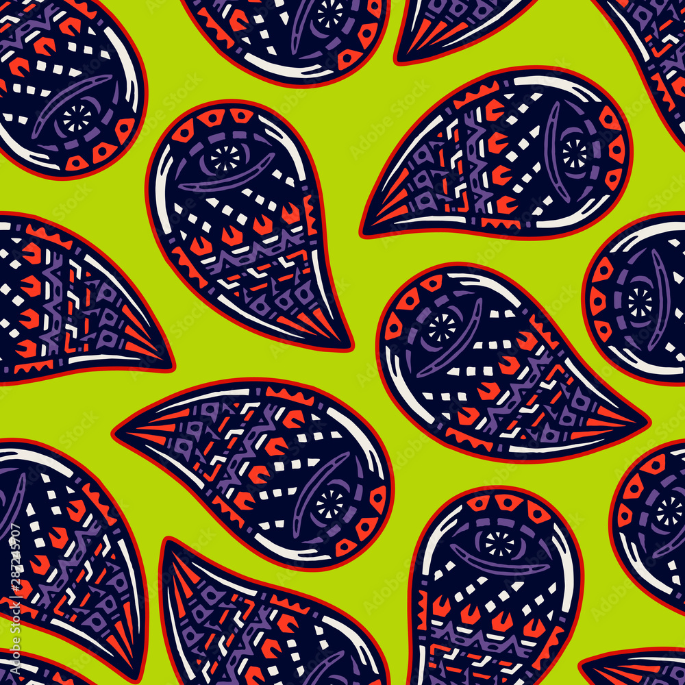 Seamless paisley background. Ethnic hand drawn pattern Seamless paisley background. Ethnic hand drawn pattern