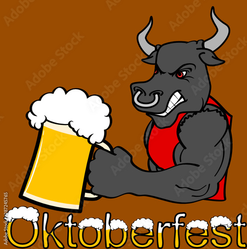 oktoberfest strong bull cartoon