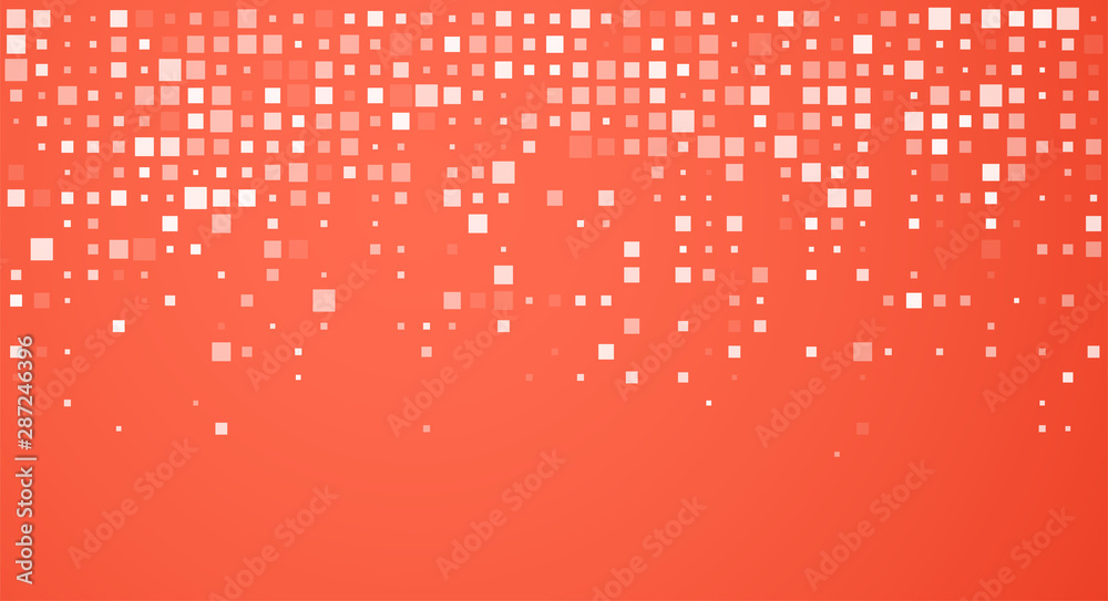 Obraz premium Living coral horizontal background with white dotted pattern.