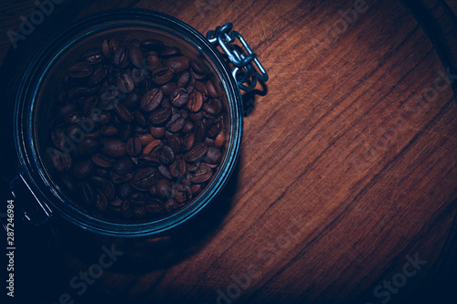Grains in a jar. Top view with vignetting