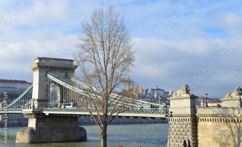 The Szechenyi Chain Bridge over the Danube in Budapest on December 29  2017.