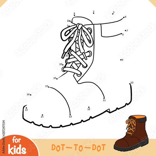 Numbers game, education game for children, Brown boots