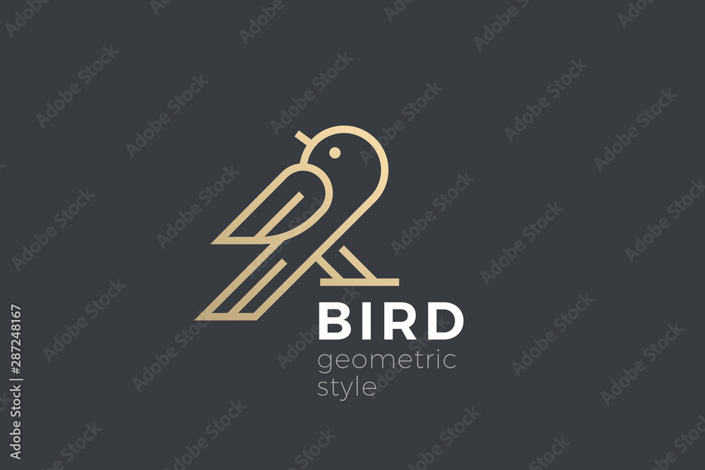 Bird Logo abstract vector design Linear style. Dove Sparrow sitting Logotype icon. Bird Logo abstract vector design Linear style. Dove Sparrow sitting Logotype icon.