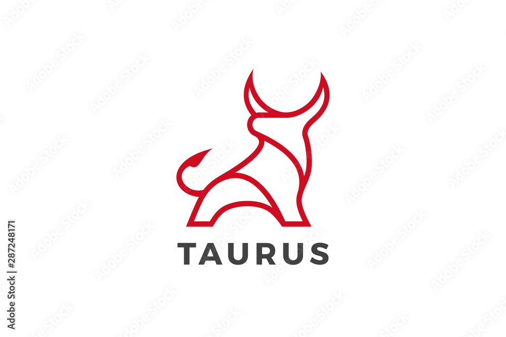 Obraz premium Bull Taurus Bison Buffalo Logo design vector template Linear style. Beef Meat Steak House Restaurant Logotype concept icon.