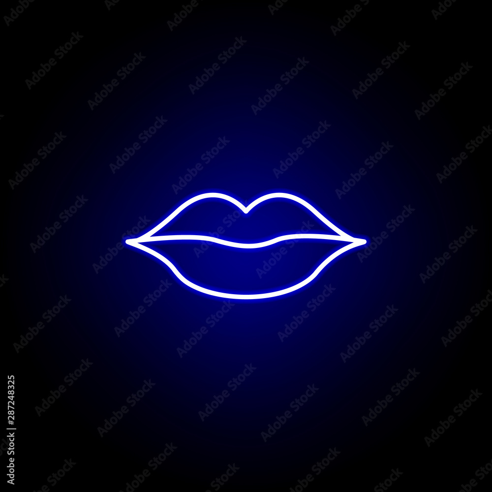 Obraz premium lips line neon icon. Elements of Beauty and Cosmetics illustration icon. Signs and symbols can be used for web, logo, mobile app, UI, UX