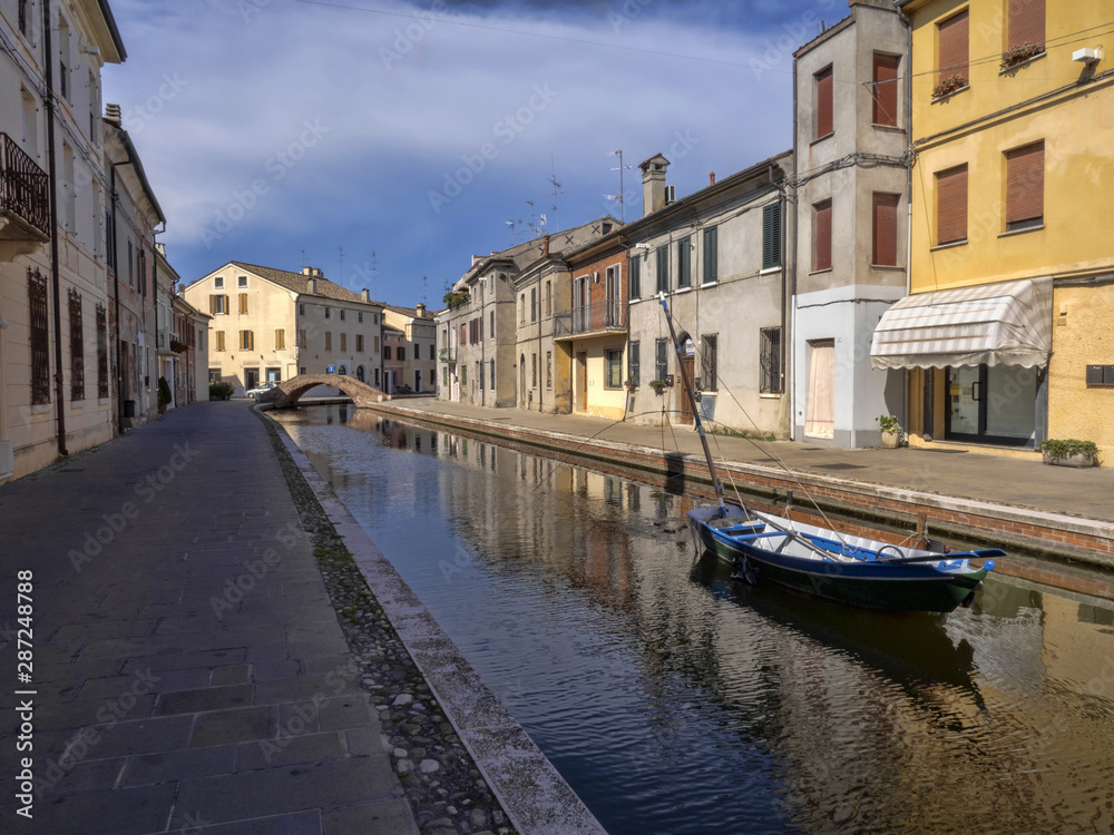 Charming little town of Comacchio, with traditional canals, Italy