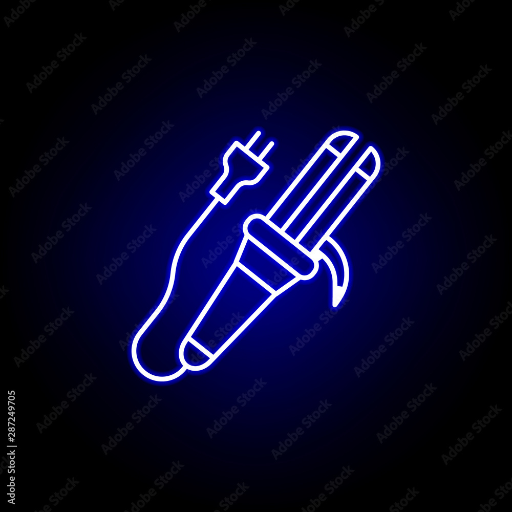 hair curler line neon icon. Elements of Beauty and Cosmetics illustration icon. Signs and symbols can be used for web, logo, mobile app, UI, UX hair curler line neon icon. Elements of Beauty and Cosmetics illustration icon. Signs and symbols can be used for web, logo, mobile app, UI, UX