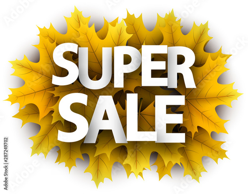 Autumn 3d super sale sign with yellow maple leaves.