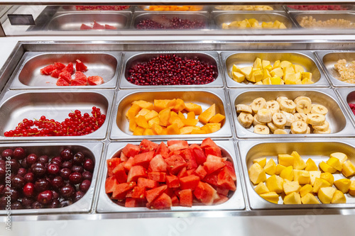 selfservice bar with a choice of different fruits at one price