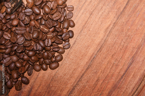 scattered coffee beans from left to half 
