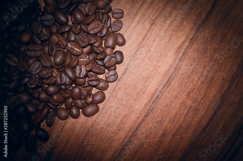scattered coffee beans from left to half 